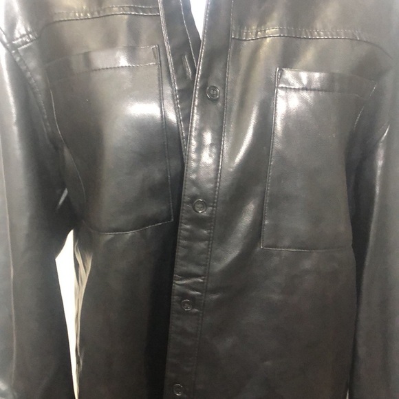 Bagatelle collection black faux leather pocketed long coat size medium​ - Picture 3 of 11